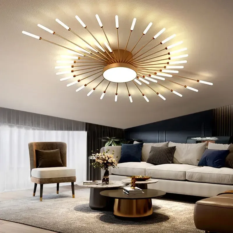 Afralia™ Black Gilded LED Chandelier: Modern Ceiling Pendant Lights Home Living Room, Bedroom, Kitchen
