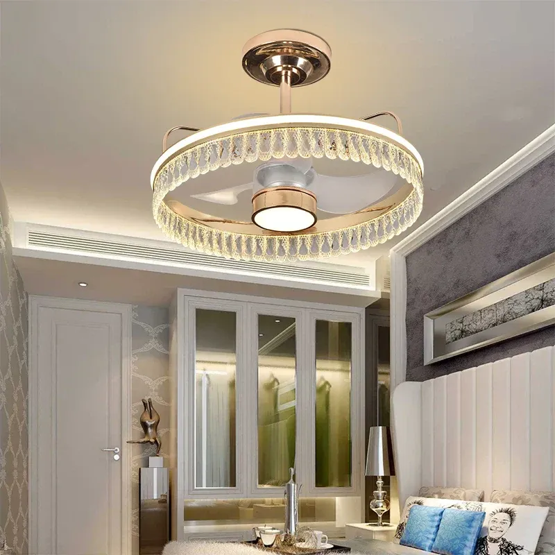 Afralia™ Black Gold LED Ceiling Fan Chandelier: Luxury Nordic Present-day Design