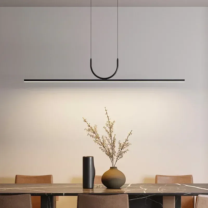 Afralia™ Black LED Ceiling Chandelier Dining Room Kitchen Island - Sleek Hanging Fixture Oil Rubbed Bronze
