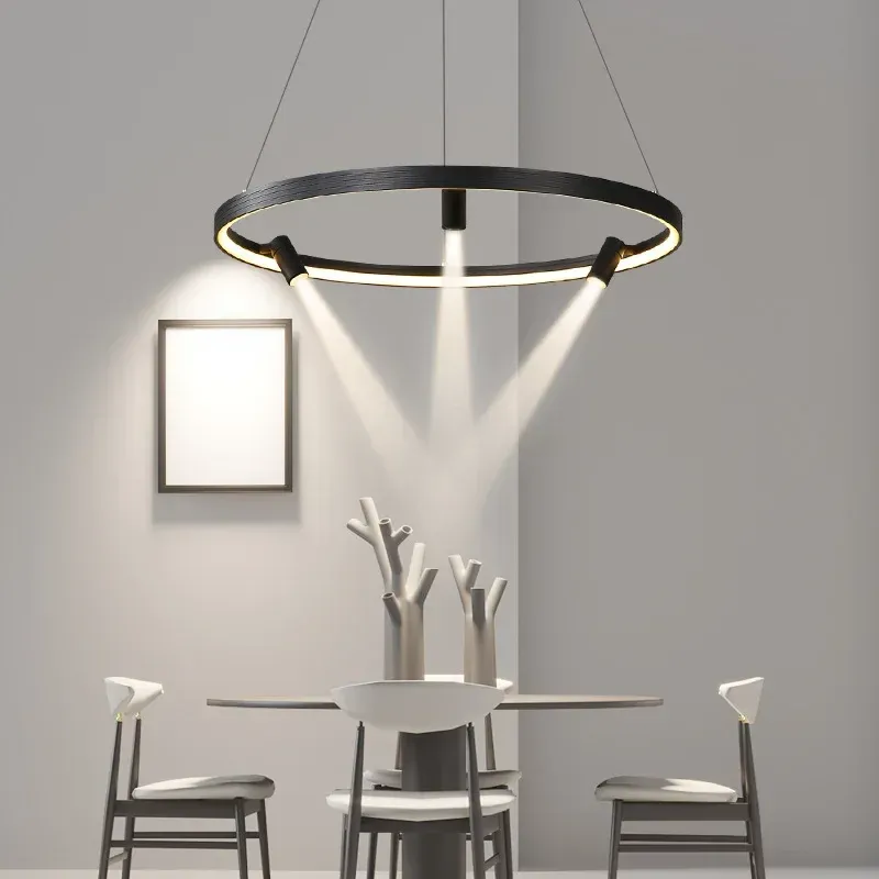 Afralia™ Black Round Combo Chandelier: Chic Lighting Home, Living Room, Bedroom, Dining Table