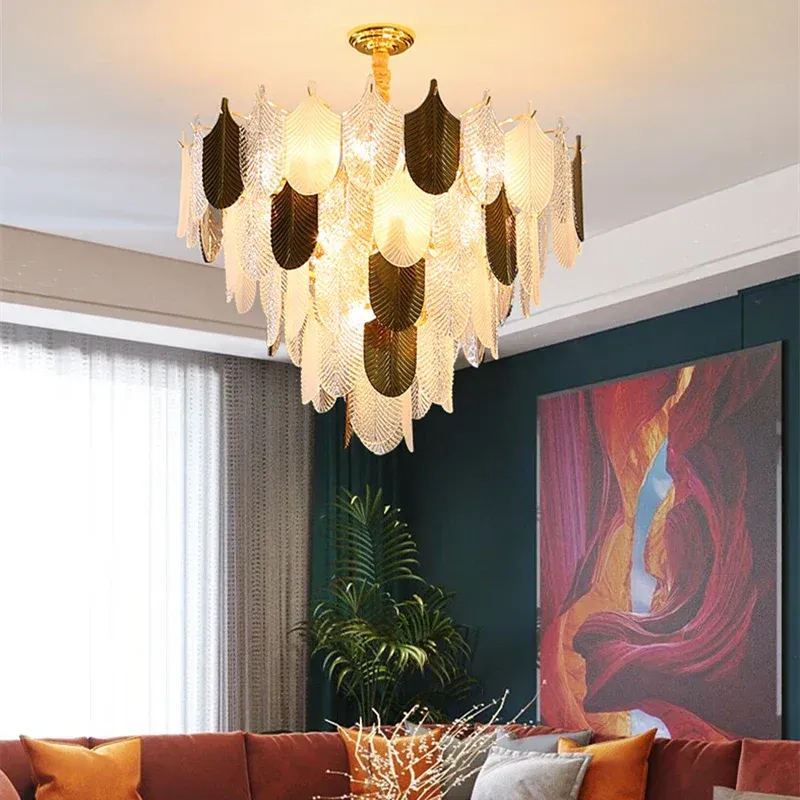 Afralia™ Classy Glass Ceiling Chandelier: Bedroom Living Room Lighting Pendant Lamp Hallways