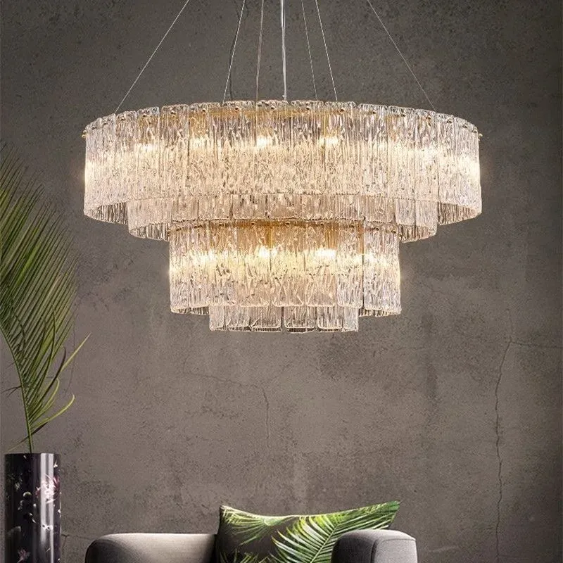 Afralia™ Clear Glass LED Chandelier: Modern Opulent Living Room Art Deco Ceiling Light