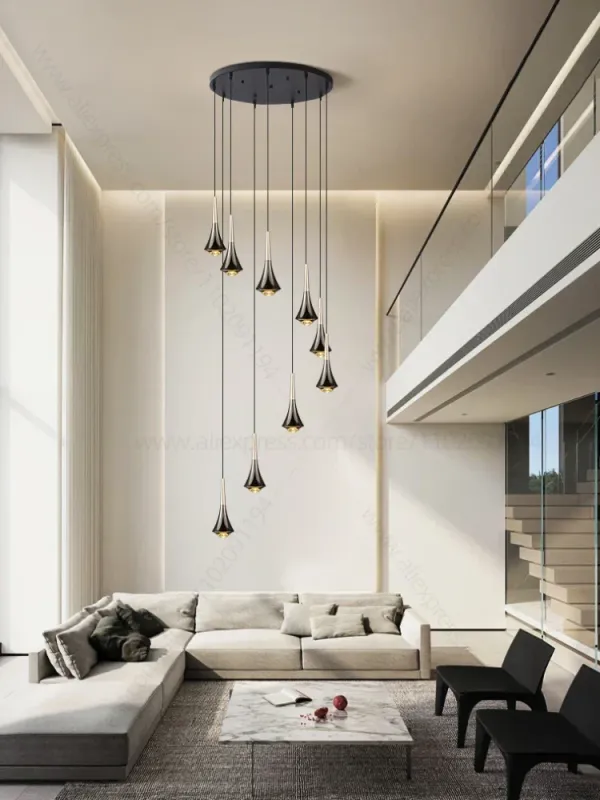 Afralia™ Contemporary Horn Chandelier: Restaurant & Living Room Ceiling Pendant Lighting Canopy Kit