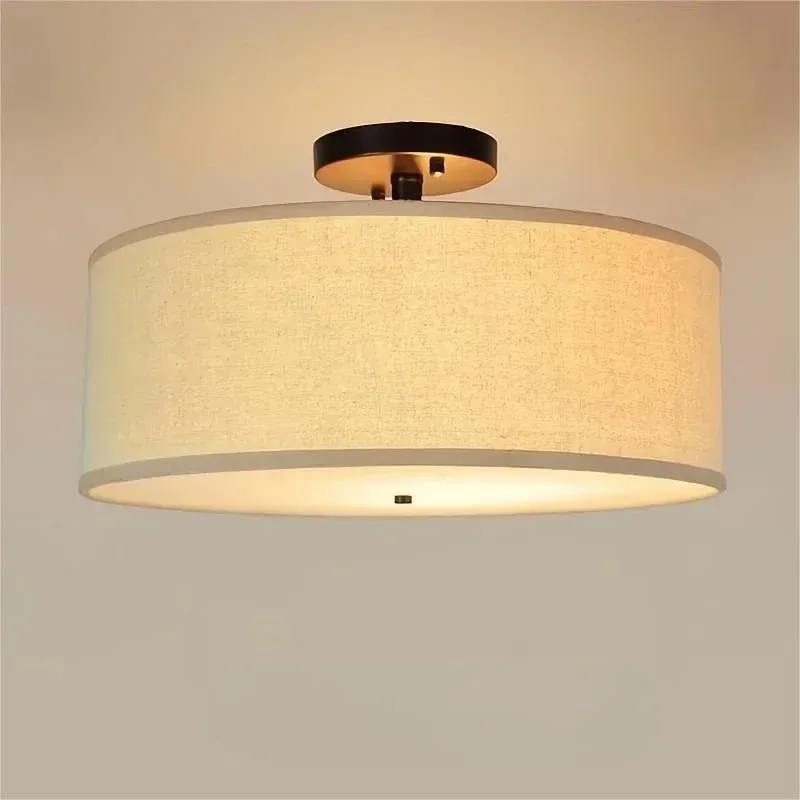 Afralia™ Country Fabric LED Ceiling Light, Sleek Wrought Iron Chandelier Dining Room
