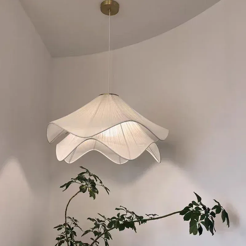 Afralia™ Cream Fabric LED Pendant Lights - Nordic Pared-down Style Chandelier Home Decor