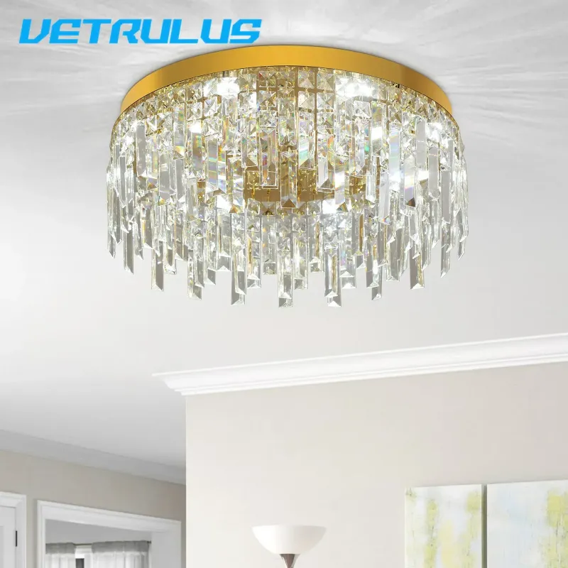 Afralia™ Crystal Ceiling Chandelier: Modern LED Round Pendant Lamp Opulent Home Decor