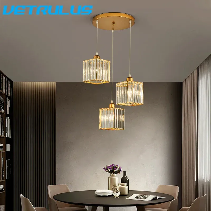 Afralia™ Crystal Chandelier Luxury Ceiling Lamp LED Sleek Pendant Light Indoor Spaces