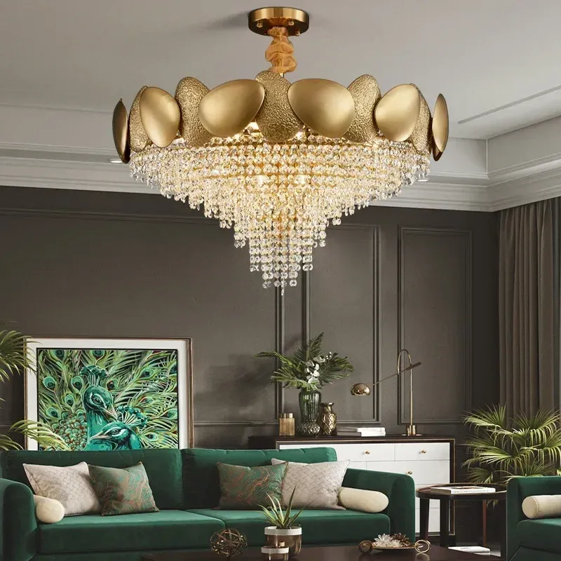 Afralia™ Crystal Chandelier: Modern LED Tassels Stainless Metal Pendant Light Living Room