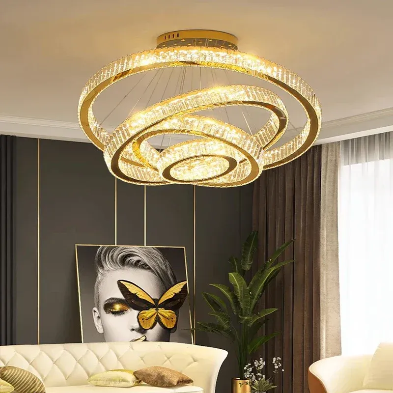 Afralia™ Crystal Chandelier: Opulent Pendant Lighting Living Room, Staircase & Ceiling