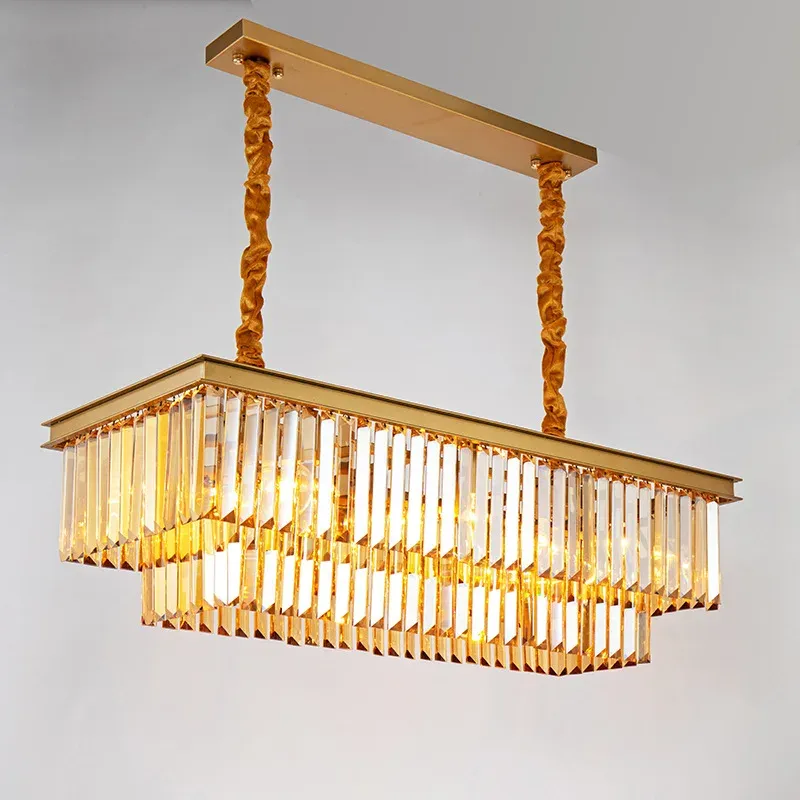 Afralia™ Crystal Chandelier: Premium Gold 2 Tier LED Ceiling Light Dining Room