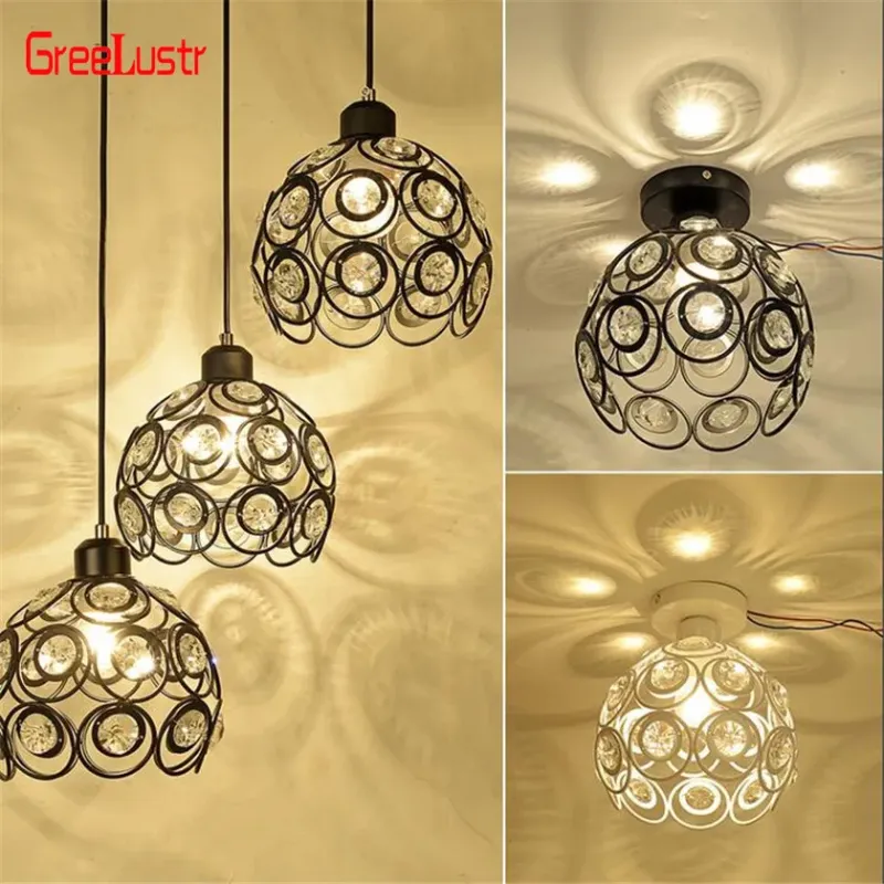 Afralia™ Crystal Flush Affix Chandelier Hallway Foyer, Modern Hollow Carved Ceiling Light Dimmable Driver