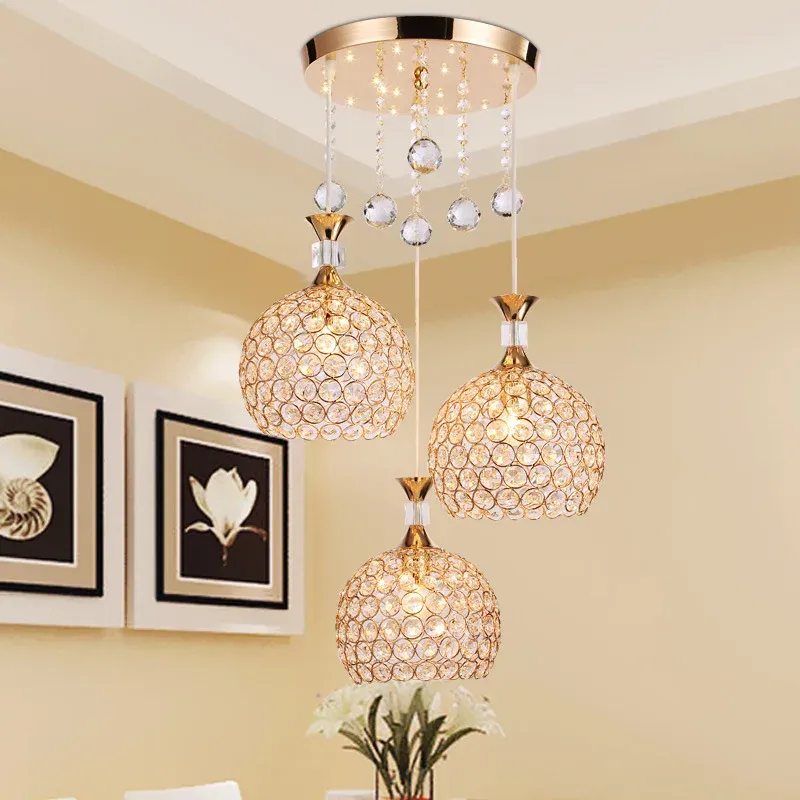 Afralia™ Crystal Gilded Ceiling Chandelier | Modern LED Luxury Lighting Hall