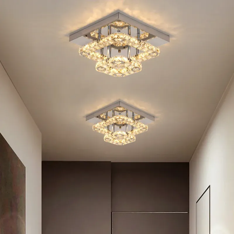 Afralia™ Crystal LED Ceiling Chandelier Contemporary Lighting Fixture Home Hotel Decor