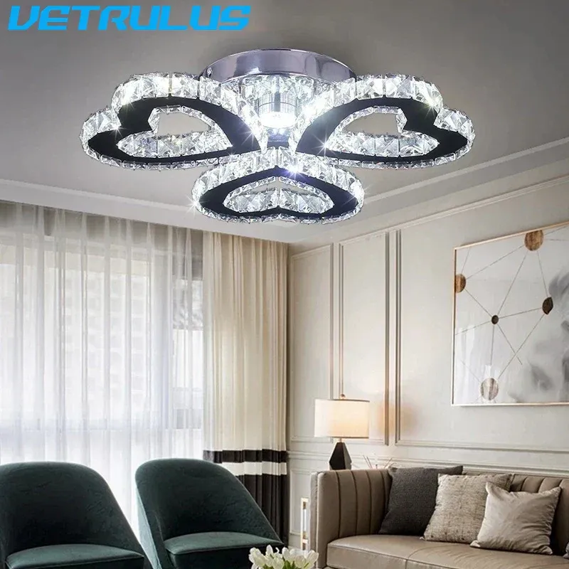 Afralia™ Crystal LED Ceiling Chandelier Contemporary Living Room Decor Luxe Lighting Fixtures