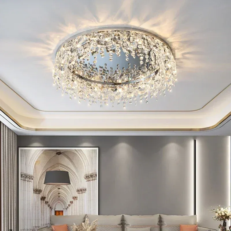Afralia™ Crystal LED Ceiling Chandelier Living, Bedroom, Kitchen, Dining Room Clear Glass