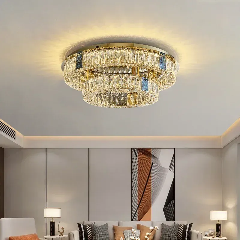 Afralia™ Crystal LED Ceiling Lamp: Sleek Stainless Steel Chandelier Living Room, Bedroom & Kitchen.