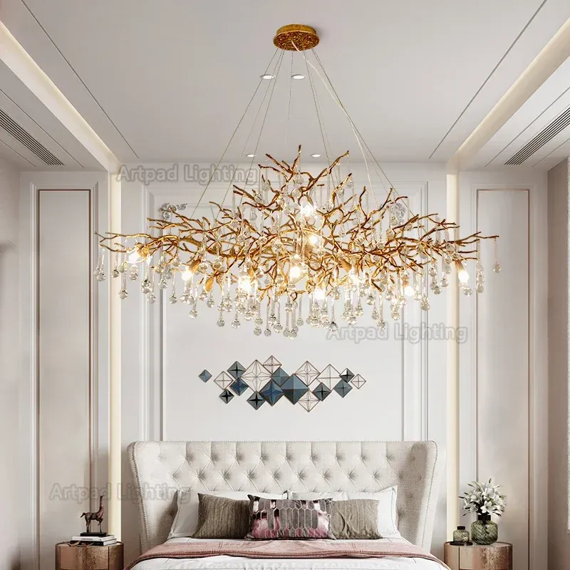 Afralia™ Crystal LED Chandelier: Luxe Golden Lighting Fixture Living Room & Kitchen
