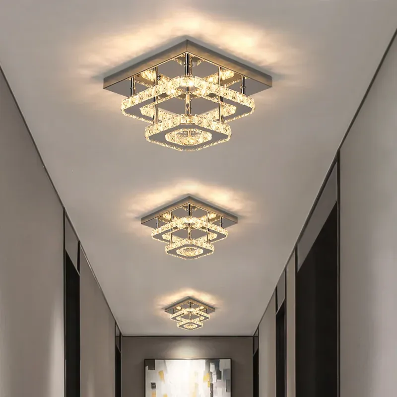 Afralia™ Crystal LED Flush Position Ceiling Light Kitchen Hallway - Modern Chandelier Fixture