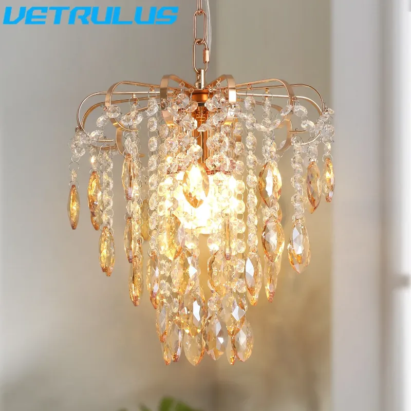 Afralia™ Crystal Led Pendant Portable Modern Chandelier Ceiling Lamp Living Room