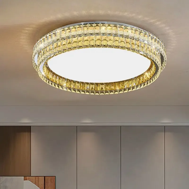 Afralia™ Crystal Round LED Ceiling Buoyant Shiny Room Style