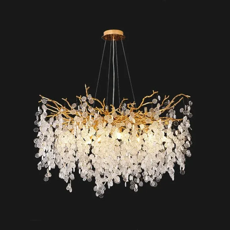 Afralia™ Crystal Upmarket LED Chandelier Living & Dining Room Decoration Fixture Hallways