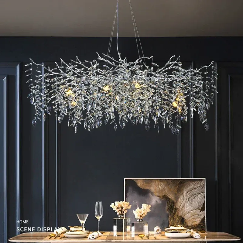 Afralia™ Exclusive Crystal Ceiling Chandelier: Branch-Shaped LED Modern Villa Dining Room Living Room Luxe Lighting