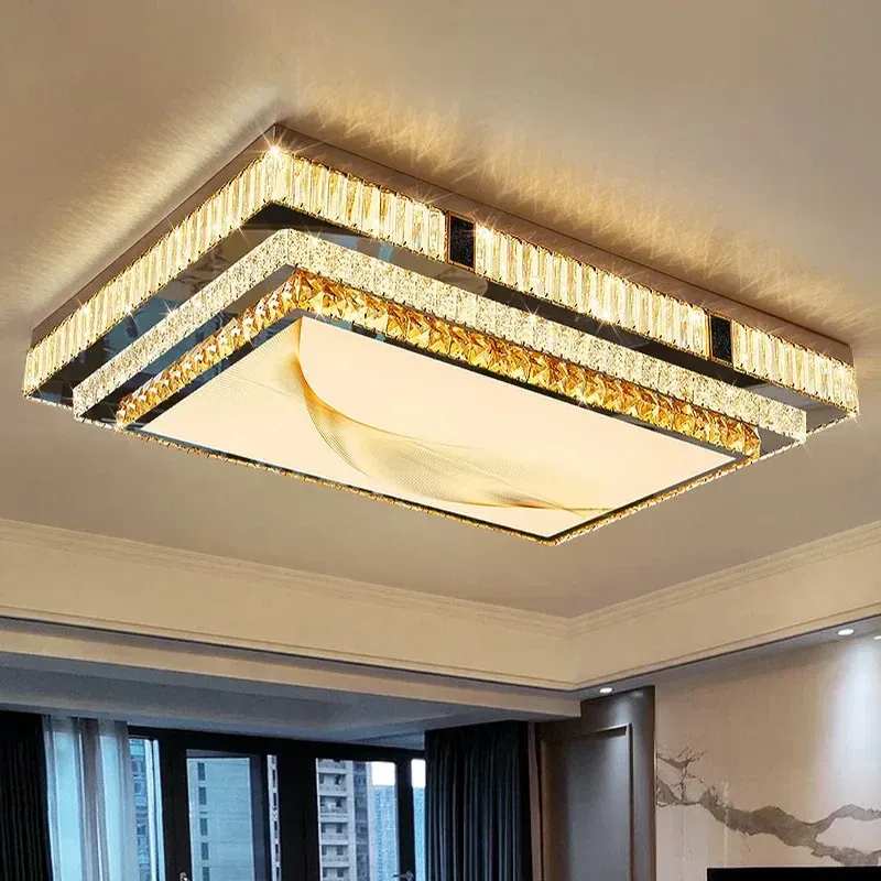 Afralia™ Gold Crystal LED Chandelier: Modern Upmarket Ceiling Lighting Living Room, Bedroom & Bathroom Dimmable Driver