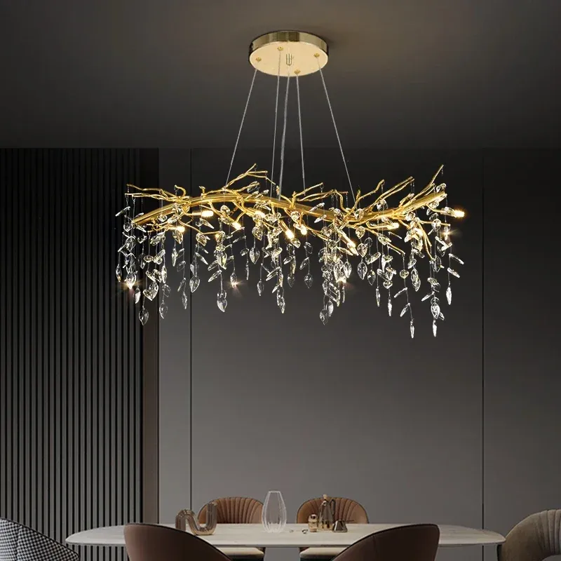 Afralia™ Golden Branch Ceiling Crystal Chandelier – Sumptuous Indoor Lighting Fixture