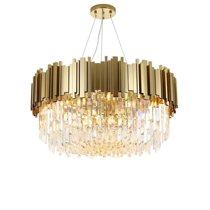 Afralia™ Golden LED Crystal Ceiling Chandelier Elegant Home Decor