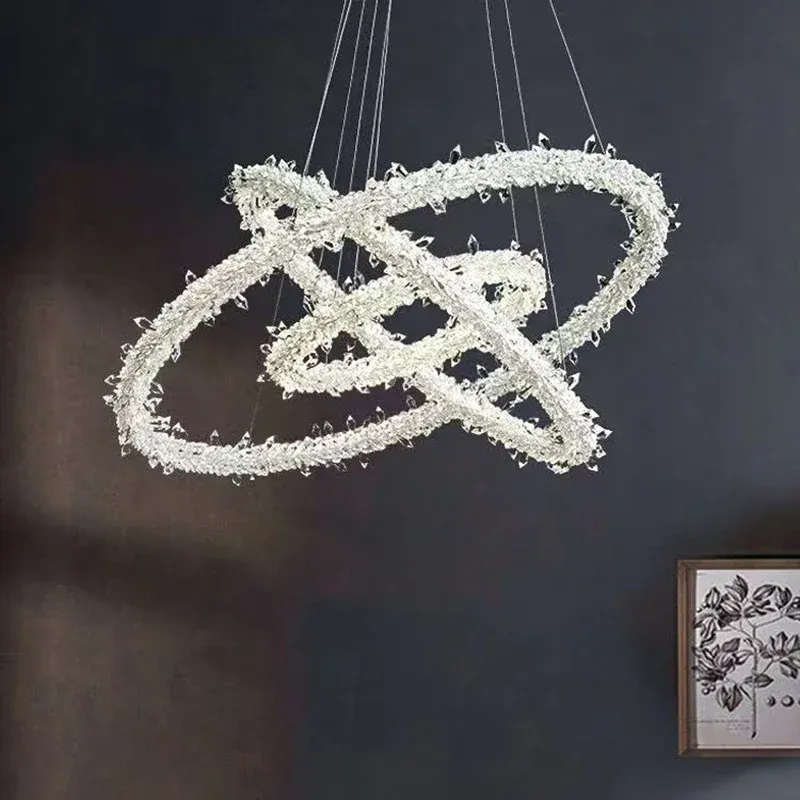 Afralia™ High-end Crystal LED Chandelier | Dimmable Ring Gloss Ceiling Chandelier Modern Living Room Canopy Kit