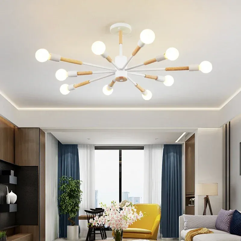 Afralia™ LED Ceiling Lights Timber Lampshades Modern Livingroom and Bedroom