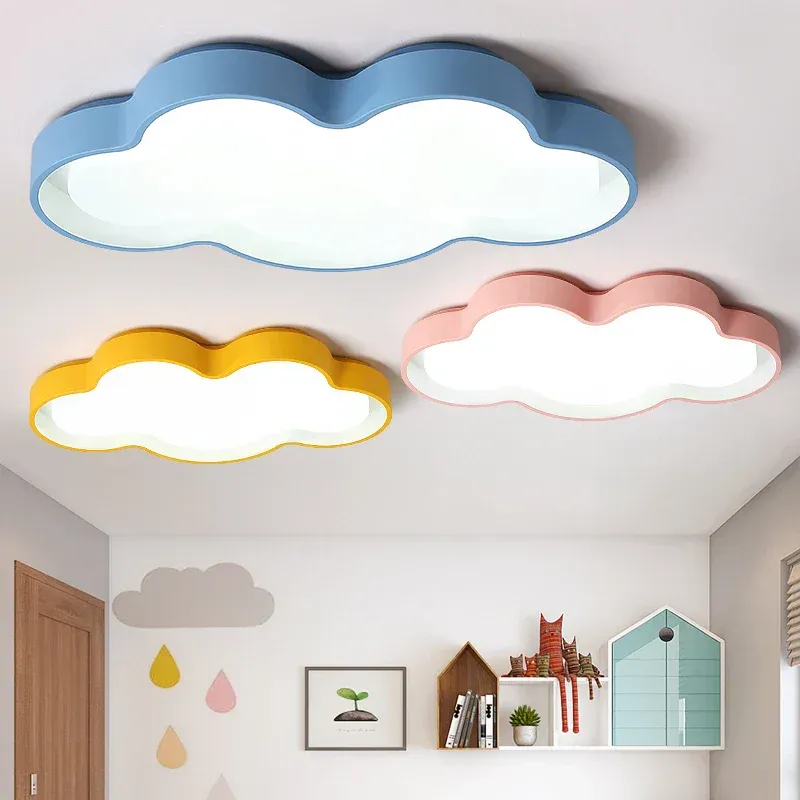 Afralia™ LED Cloud Kids Room Chandelier: Colorful Flush Attach Ceiling Chandeliers Indoor Lighting