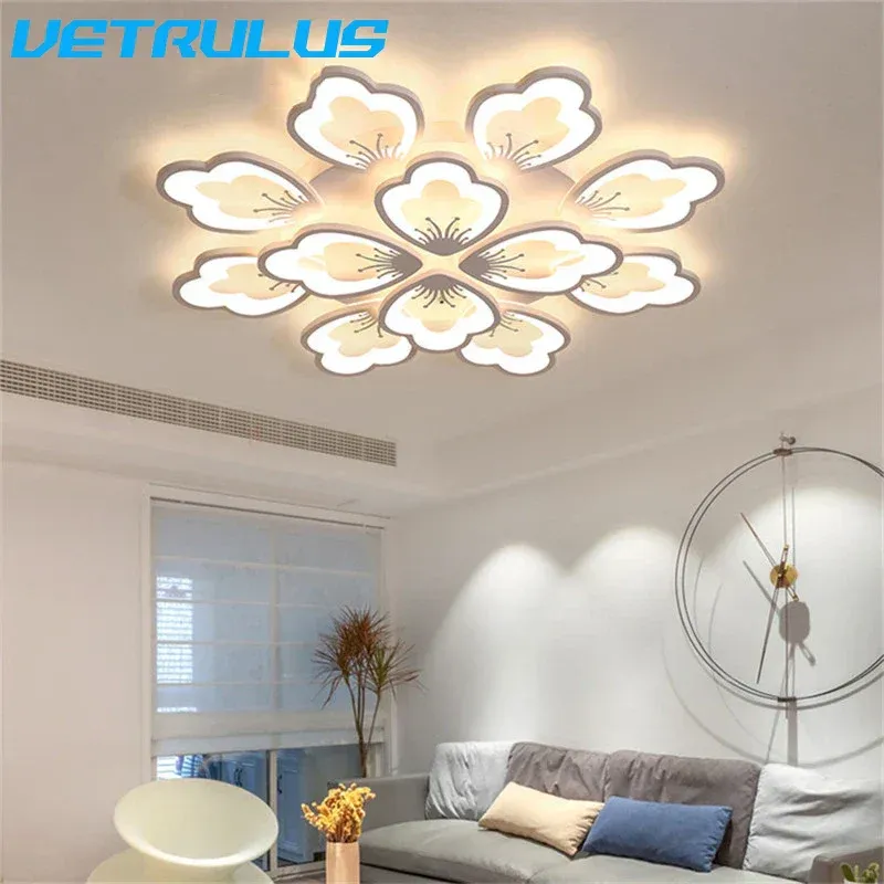 Afralia™ Lotus Design LED Acrylic Chandelier Ceiling Lamp Cutting-edge Living, Dining, and Study Rooms