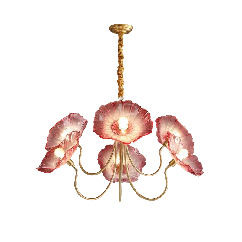 Afralia™ Lotus Leaf Glass Ceiling Chandelier E14 Bulb