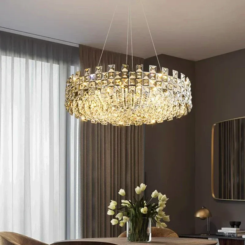 Afralia™ Luxurious Crystal Chandelier Pendant Light Living Room Dining Room Ceiling Light Canopy Kit