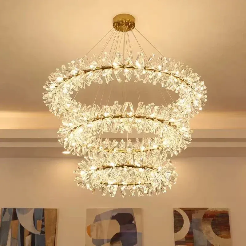 Afralia™ Luxury Crystal Chandelier: Up-to-date LED Round Ceiling Lamp