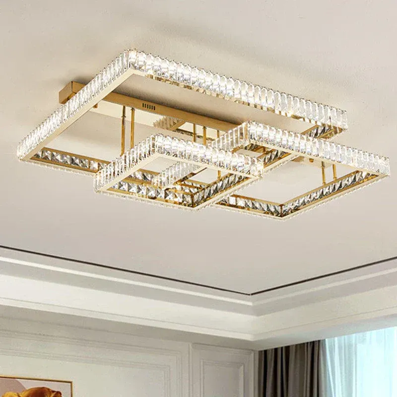 Afralia™ Luxury LED Crystal Ceiling Chandelier Up-to-date Living Room Lighting Hallways