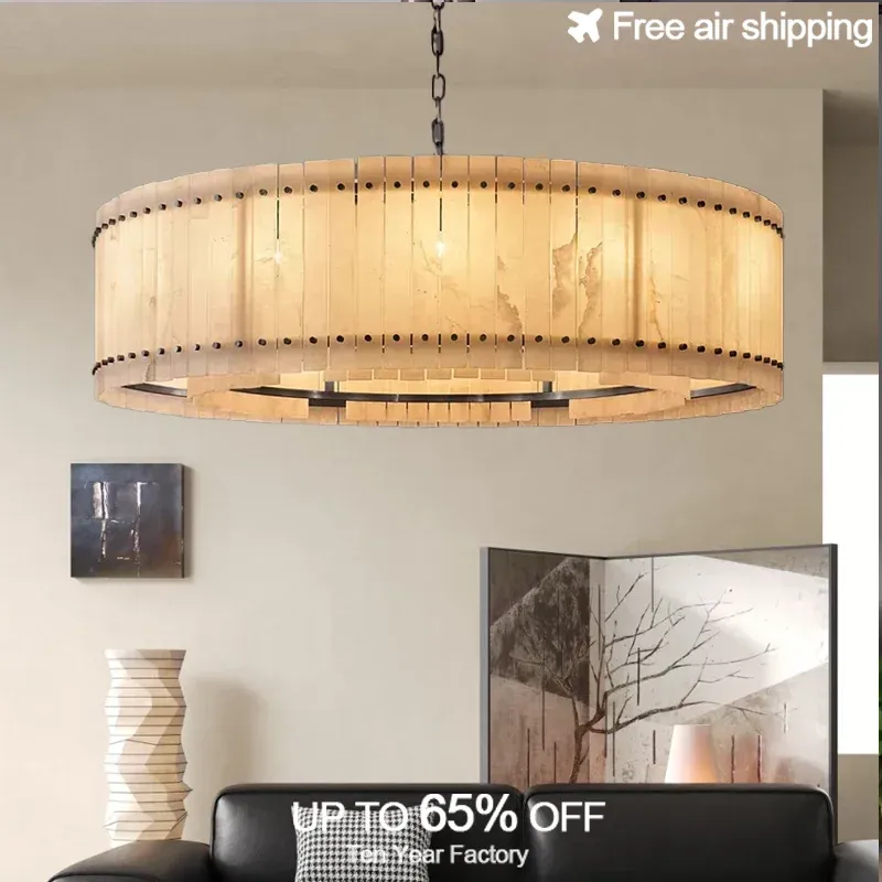 Afralia™ Marble Design Round LED Ceiling Chandelier Dimmable Bulbs