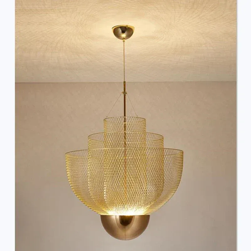 Afralia™ Meshmatics Chandelier: Cutting-edge Cage Design LED Dimmable Lighting Fixtures Dining Room