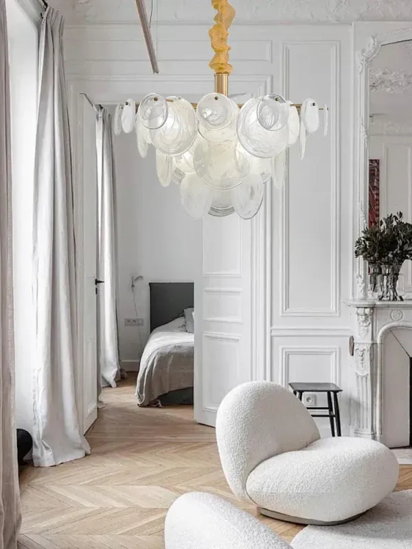 Afralia™ Milk-white Glass Ceiling Chandelier Aurum Lighting Living Room Bedroom