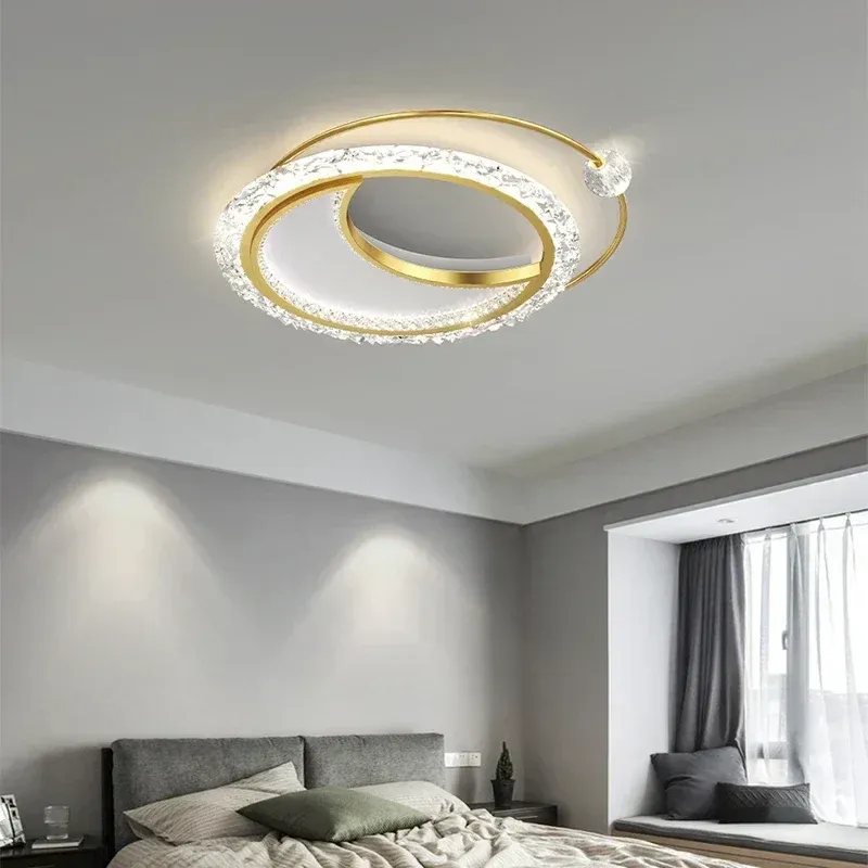 Afralia™ Minimalist Acrylic Round LED Ceiling Lamp, Modern Gilded Chandelier Stylish Home Environment