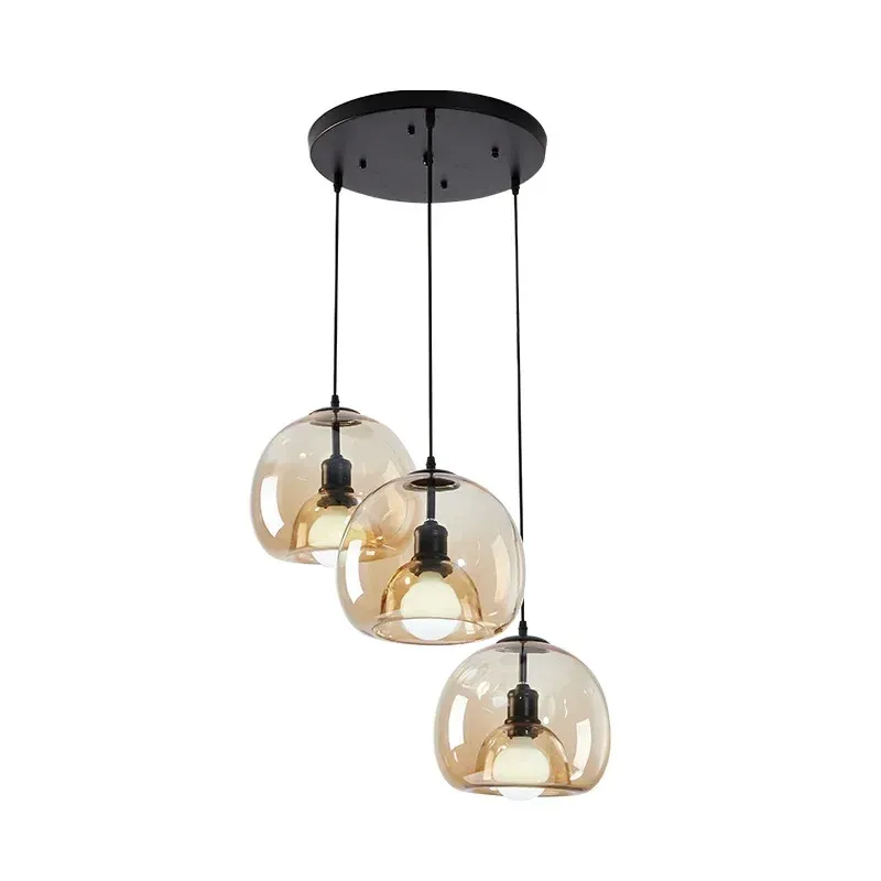 Afralia™ Minimalist Black Glass Led Ceiling Chandelier Living Room, Kitchen, Bedroom