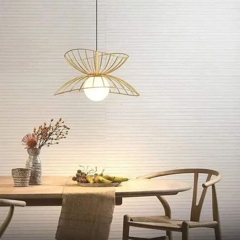 Afralia™ Minimalist Straw Hat Chandelier Lighting Decor and Luster Fixtures