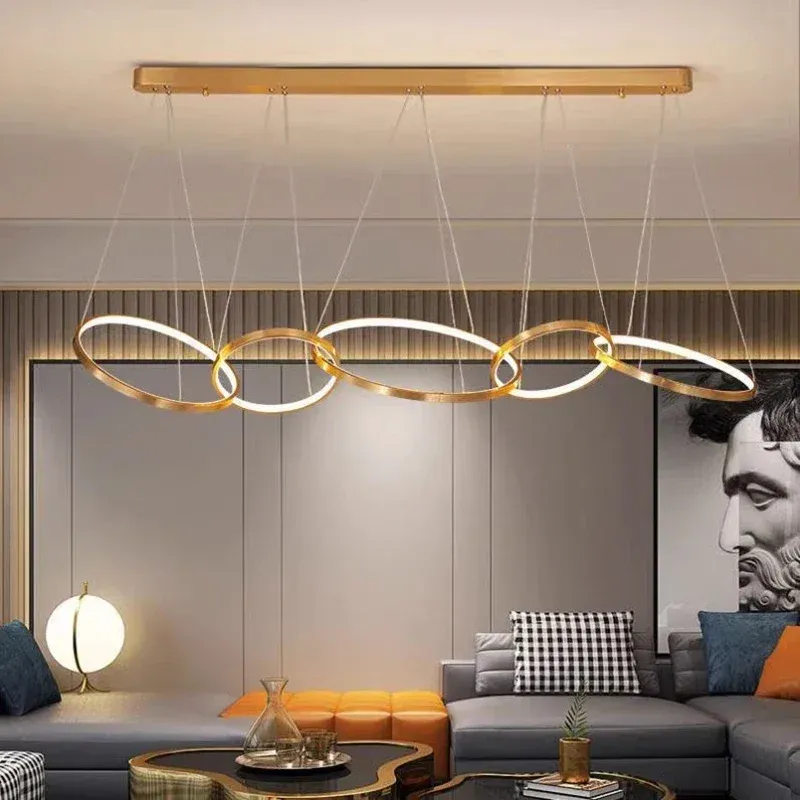 Afralia™ Modern LED Pendant Portable Chandeliers Living Room Dining Room Lighting | Damp Rated