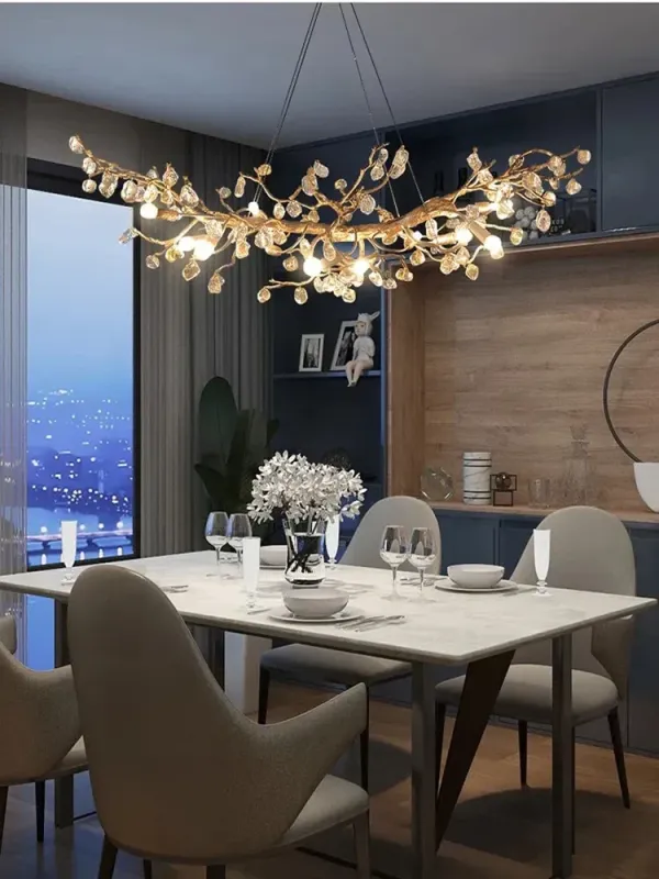 Afralia™ Red metal Nordic LED Branch Crystal Chandelier - Modern Home Decoration Lighting Fixtures Dining Rooms
