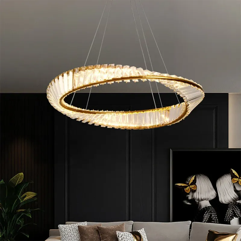 Afralia™ Ring LED Pendant Portable: Luxury Gold Chandelier Home Decoration