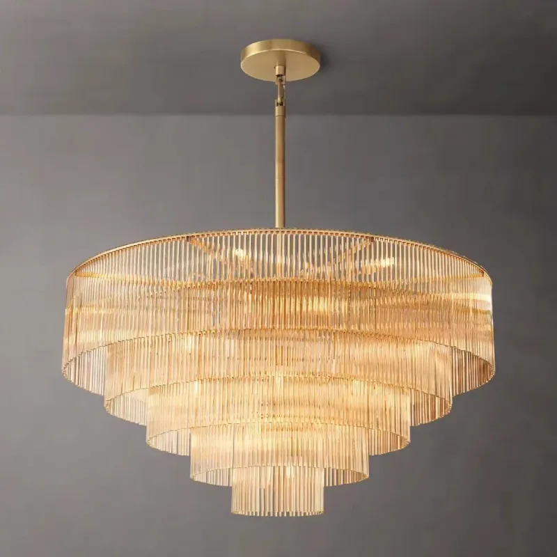 Afralia™ Scandinavian Glass Shade Brass Chandelier – Dining Room Art Deco Ceiling Airy
