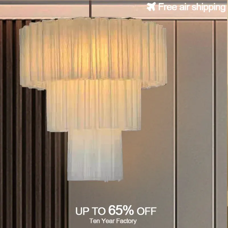 Afralia™ Soft finish White Glass LED Chandelier Ceiling Decor