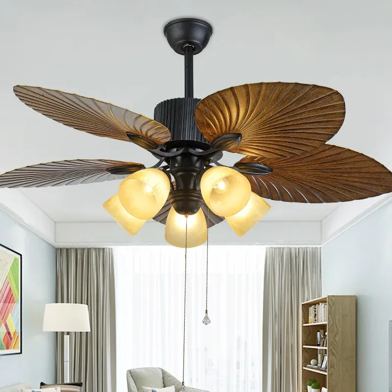 Afralia™ Solid Wood Chandelier Fan Buoyant LED Ceiling Fan Hotel Decor
