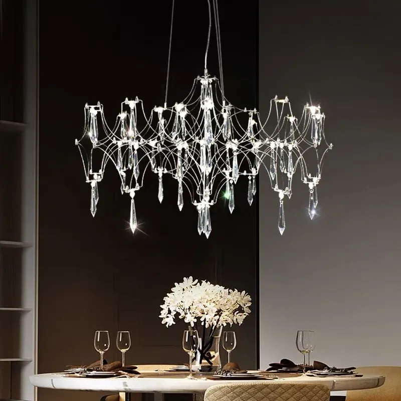 Afralia™ Starry Crystal Chandelier Ceiling Airy Luxury Modern Living Room Bedroom Restaurant Compatible Smart Switches